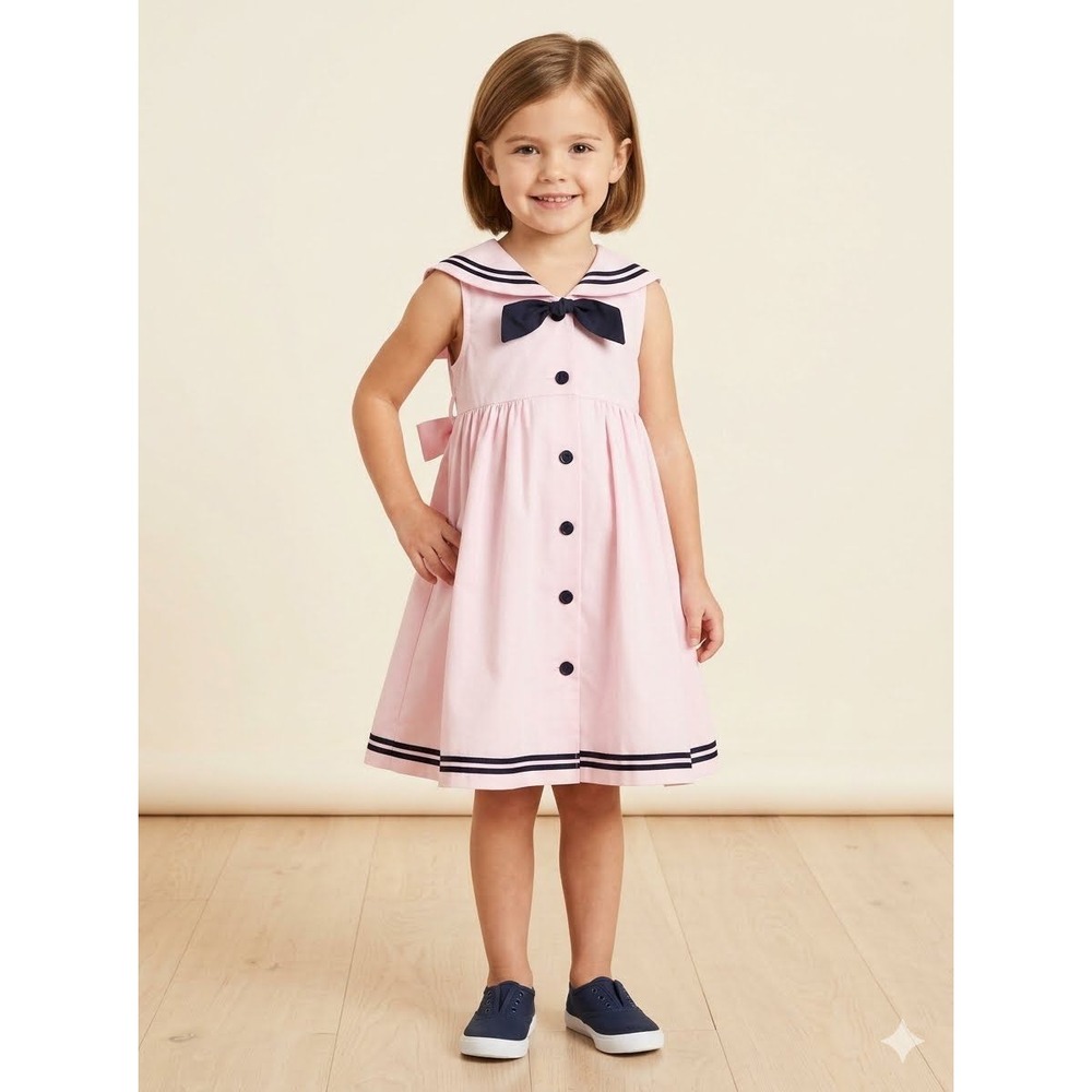 Vintage Sophie Rose Girl's Sleeveless collared dress size 4 Pink Nautical‎ Beach